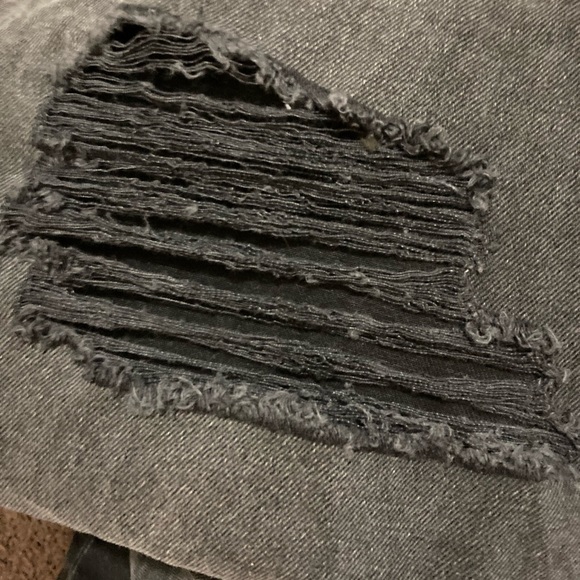 H&M, Ripped Wide High Jeans size 12, Charcoal Grey - Picture 3 of 5